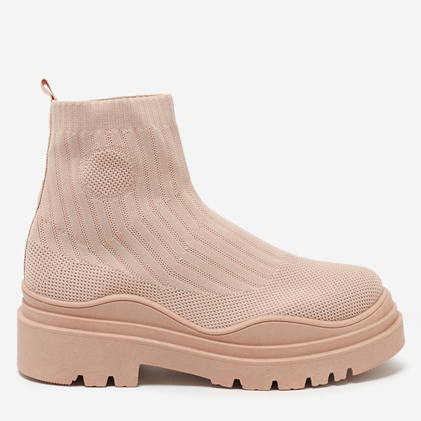 OUTLET Women's boots with a thicker sole in nude Korlico - Footwear