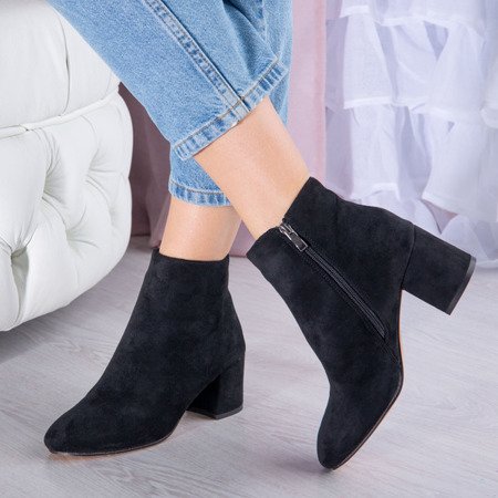 Black ankle boots on a higher post Milagros - Footwear