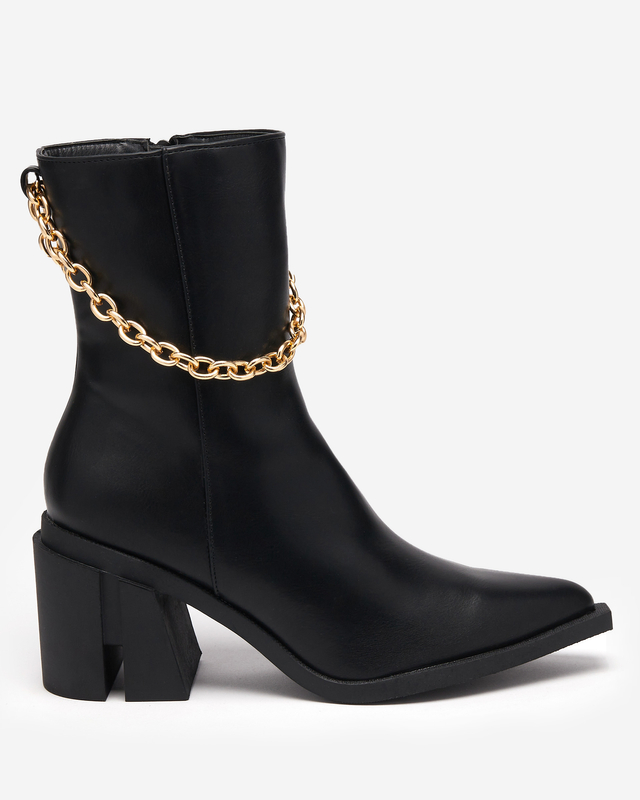 Black boots on the post with a chain Somlid - Footwear