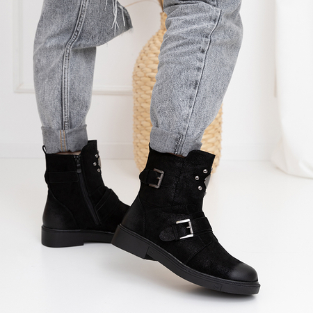 Black flat-heeled boots Roza - Footwear