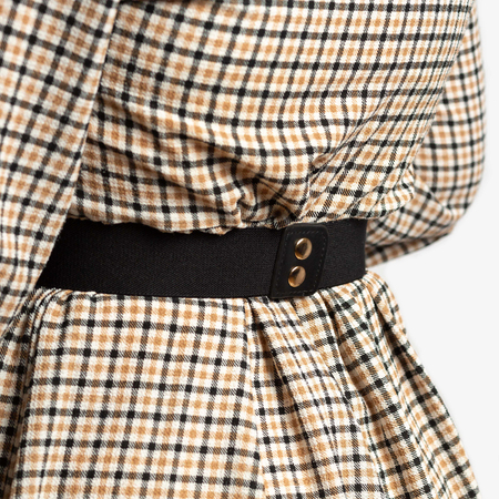 Black ladies elastic belt with golden chain - Accessories