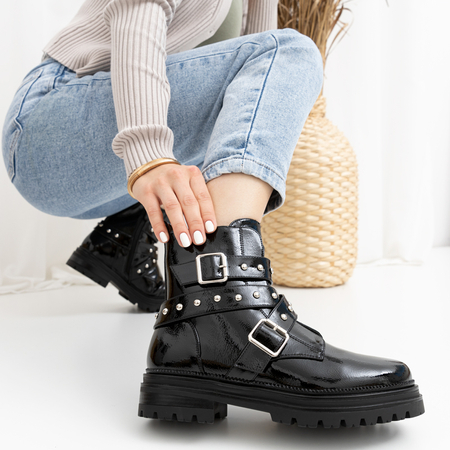 Black patent leather boots with jets Ganya - Footwear
