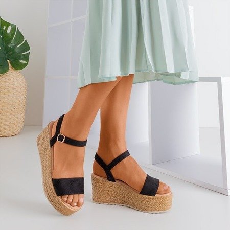 Black women's Bussia wedge sandals - Shoes