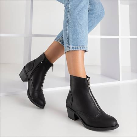 Black women's boots with a decorative Durango zipper - Footwear