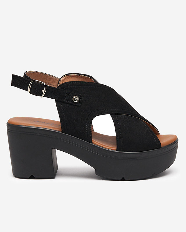 Black women's eco suede sandals on the post Mihele - Footwear