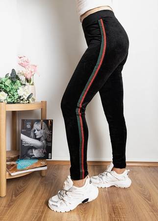 Black women's leggings with stripes - Clothing