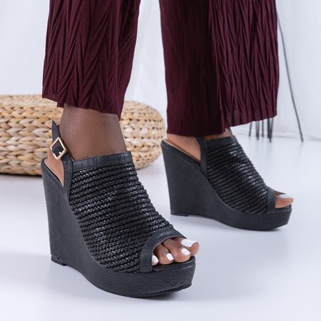 Black women's sandals on a higher wedge Nevara - Footwear