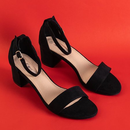 Black women's sandals on a low post by Palema - Footwear