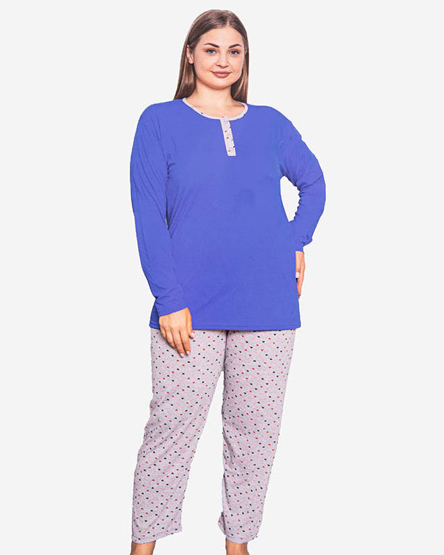 Blue and gray women's 2-piece patterned pajamas PLUS SIZE - Clothing