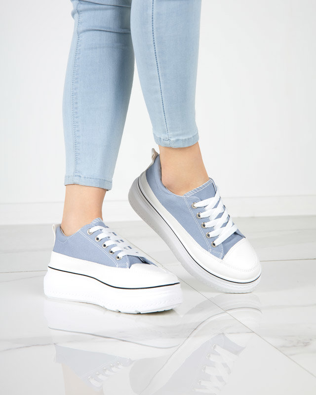 Blue and gray women's sneakers on the Veritar platform - Footwear