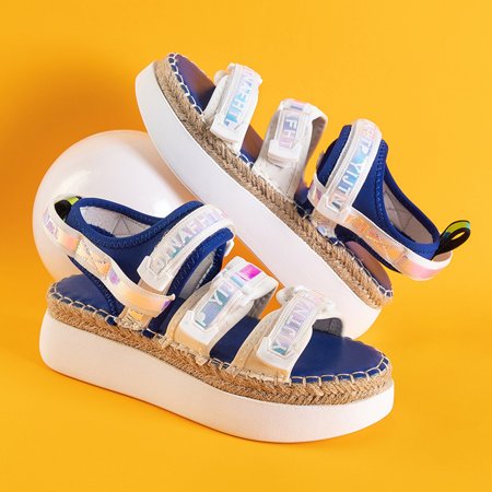Blue and white women's Justyn platform sandals - Footwear