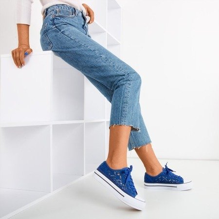 Blue lace sneakers on a thick Satilla platform - Footwear