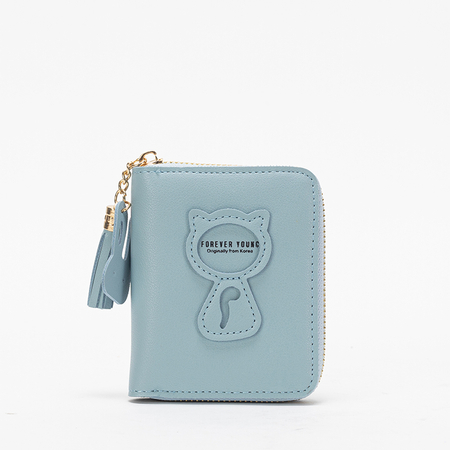 Blue small women's wallet with a key ring - Accessories