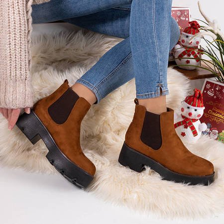 Brown women's flat-heeled boots Jantaro - Footwear