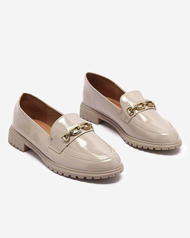 Brown women's moccasins with ornament Olevosa - Footwear