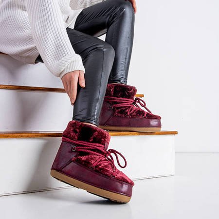 Burgundy Platform Snow Boots - Footwear