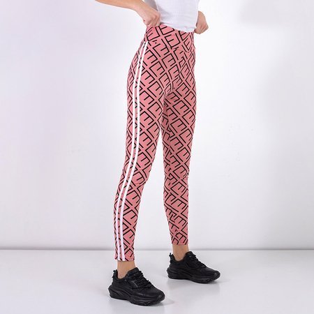 Coral women's leggings with geometric pattern - Clothing