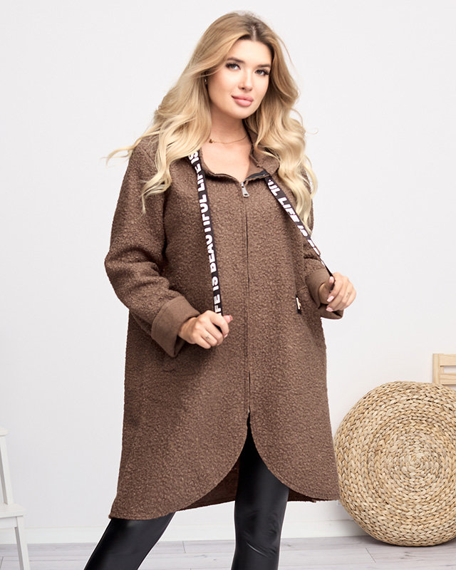 Dark Brown Women's Hooded Coat - Clothing