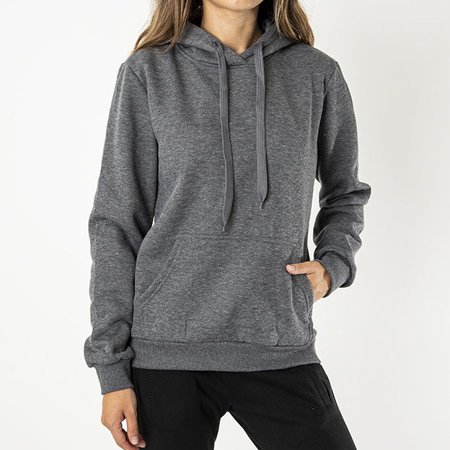 Dark gray women's insulated hooded sweatshirt - Clothing