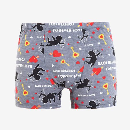 Gray men's boxer shorts with print - Underwear