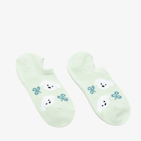 Green women's doggy foot socks - Underwear