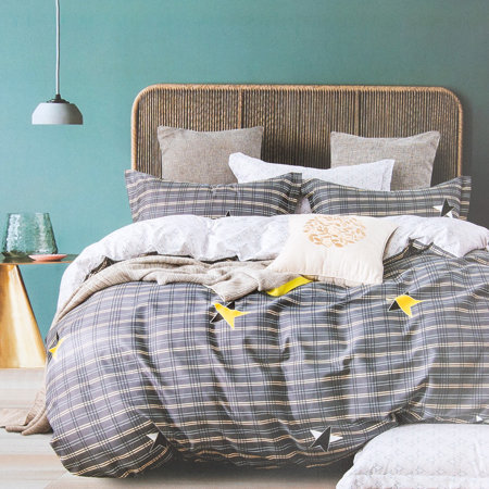 Grey cotton bedding 200x220 striped set of 4-PART - Bedding