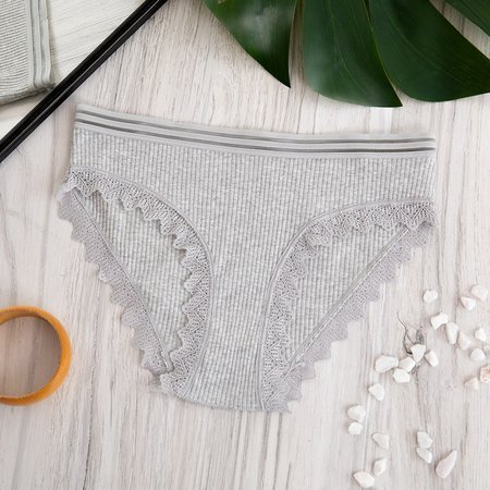 Grey women's panties with lace - Clothing