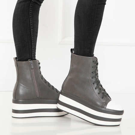 Jesida gray women's platform ankle boots - footwear