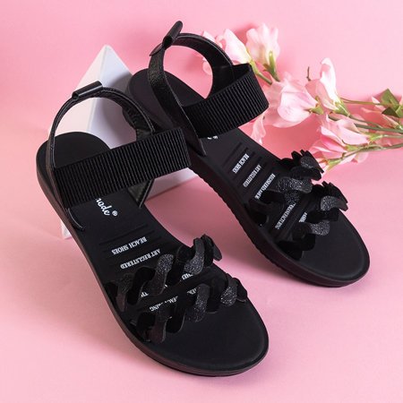 Ladies' black sandals with straps Bijuu - Footwear