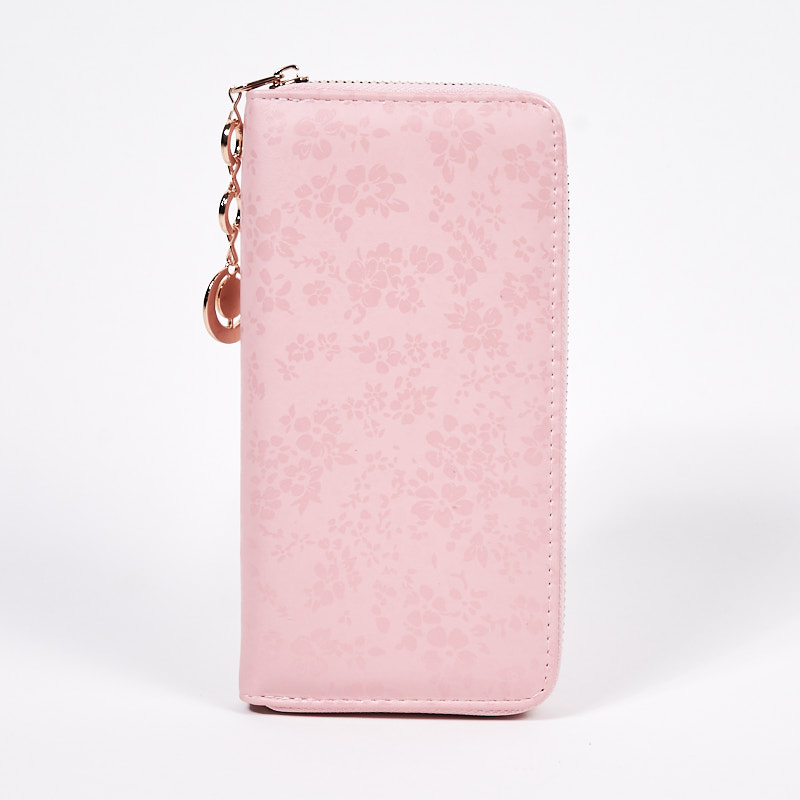 Large pink patterned mat eco leather wallet - Accessories