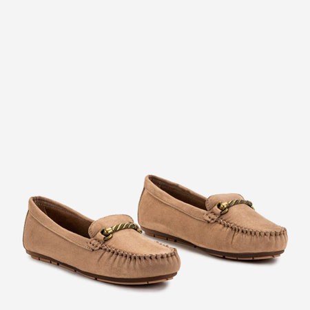 Light brown women's moccasins with Seriti ornament - Shoes
