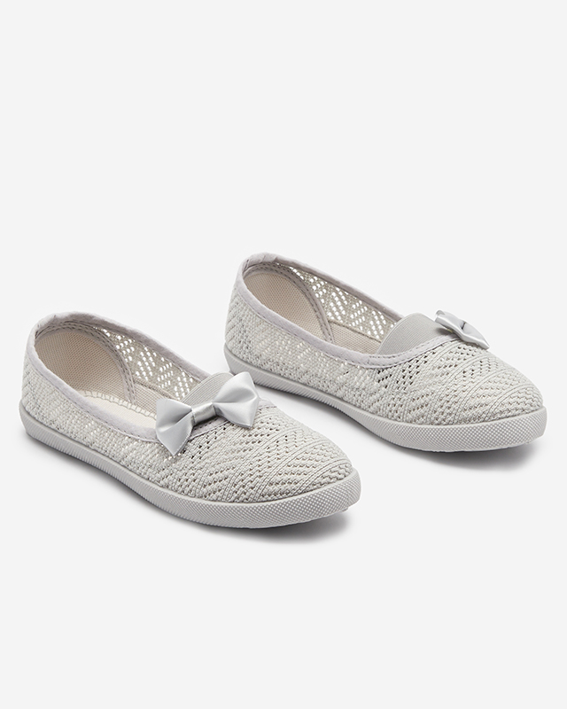 Light gray girls 'slip on sneakers with an openwork upper Locuni - Footwear