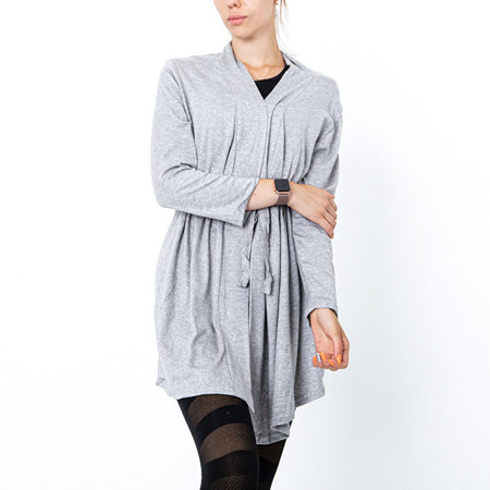 Light gray women's tied cardigan - Clothing