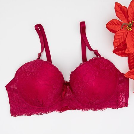 Maroon padded bra with lace - Underwear