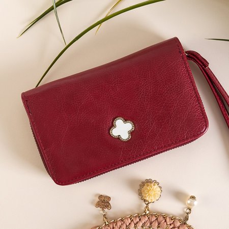 Maroon women's wallet with an ornament - Wallet