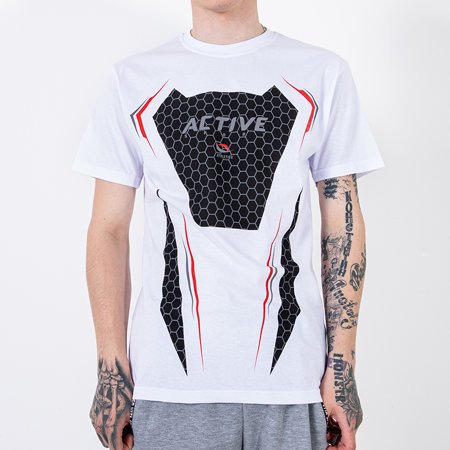 Men's White Printed Cotton T-Shirt - Clothing