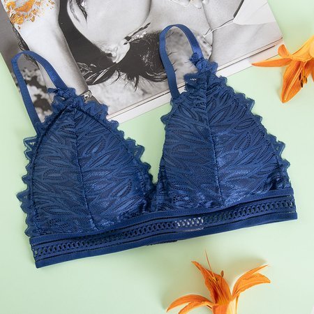 Navy blue lace women's bra - Underwear