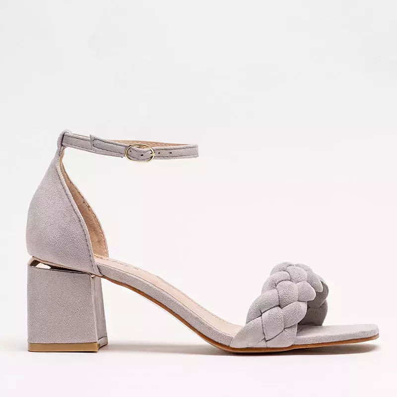 OUTLET Gray women's sandals with a decorated belt Venesi - Footwear
