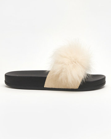 OUTLET Slippers with beige fur Nate - Footwear