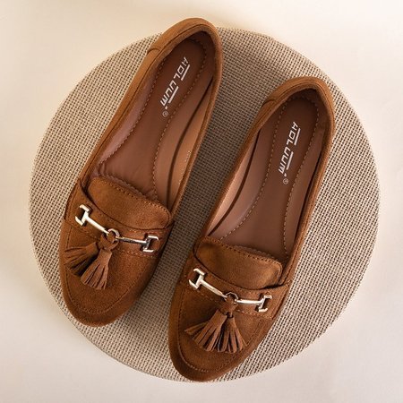 OUTLET Women's eco-suede camel loafers with Catriona fringes - Footwear