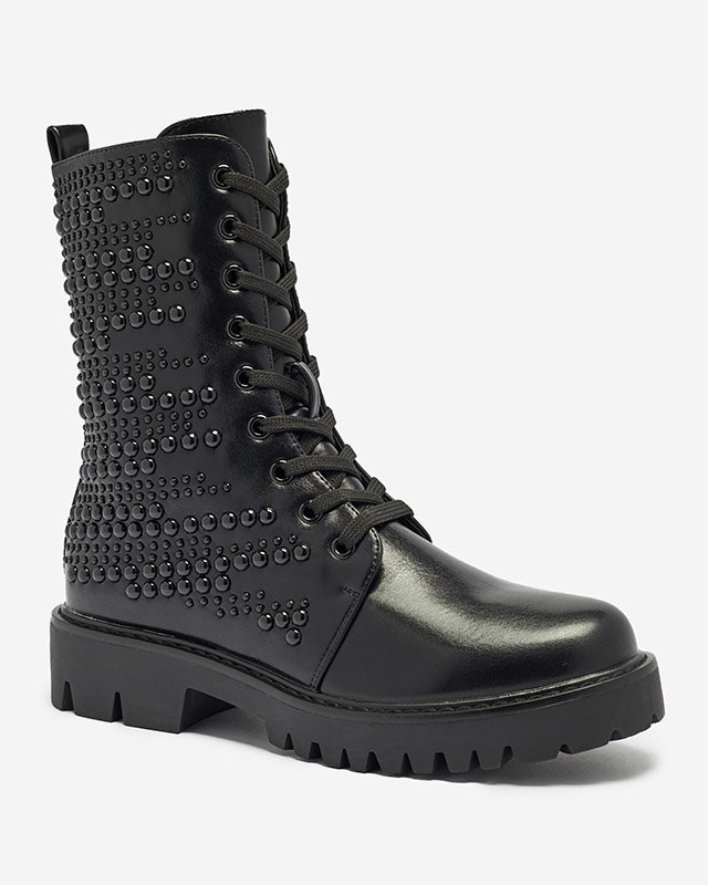 OUTLET Women's eko leather bagger boots with pearls Simvao- Footwear
