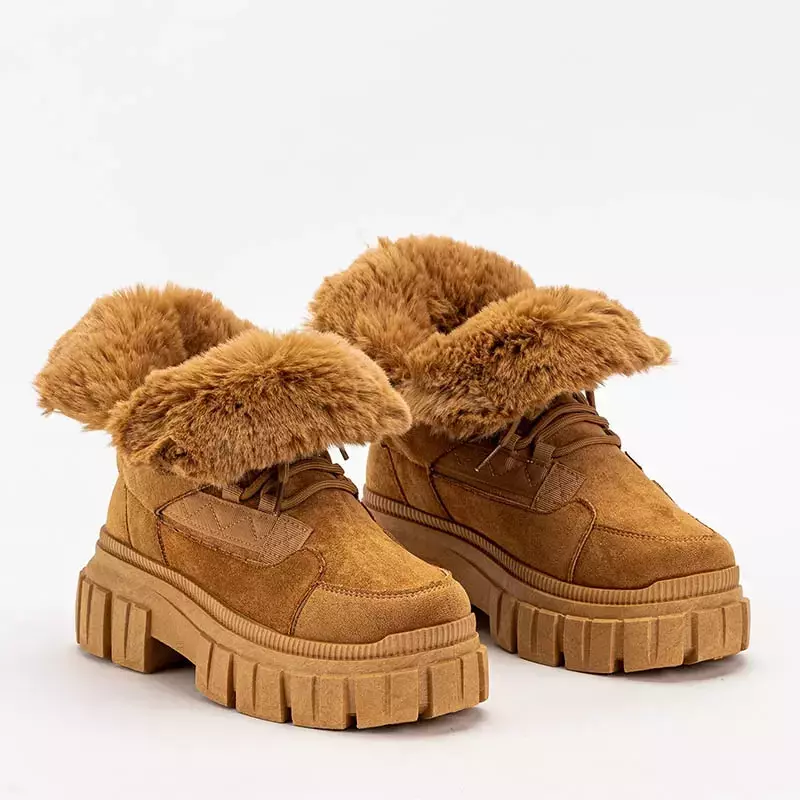 OUTLET Women's insulated eco-suede trappers in camel Zulika - Footwear