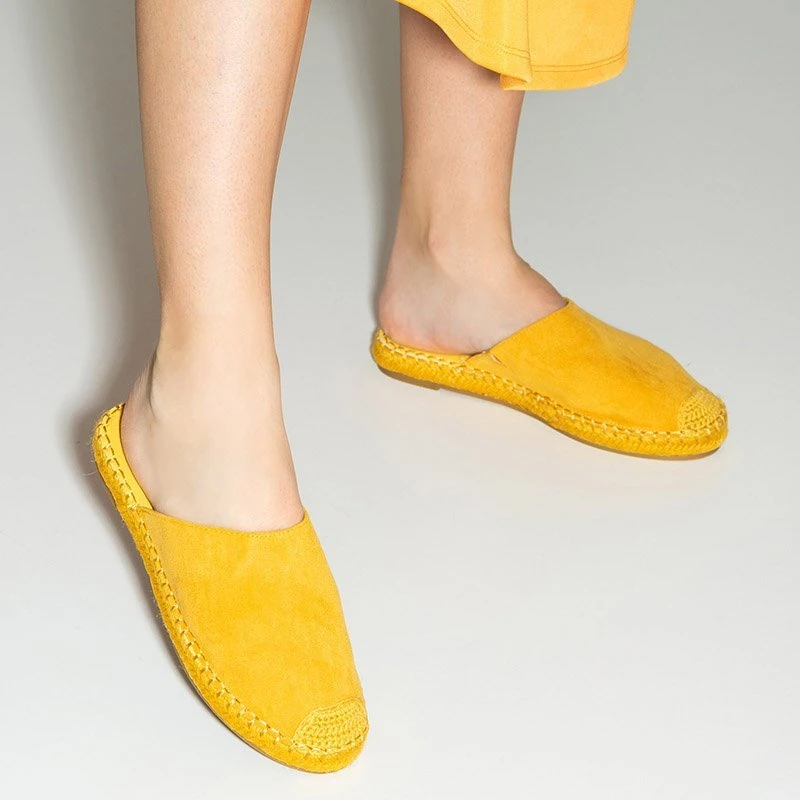 OUTLET Yellow women's flip-flops a'la espadrilles Toshiko - Footwear
