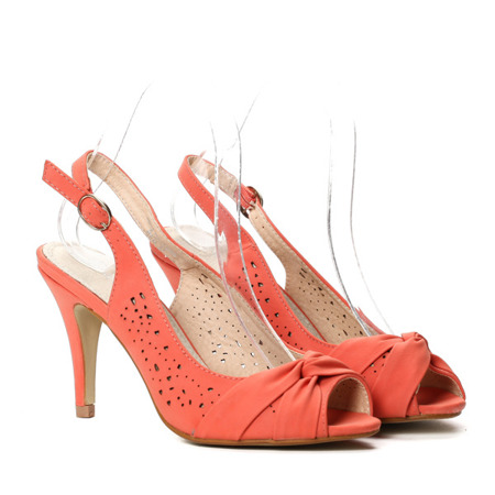 Orange sandals on a high heel Evalyn - Footwear