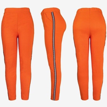 Orange women&#39;s sweatpants with stripes - Pants 1