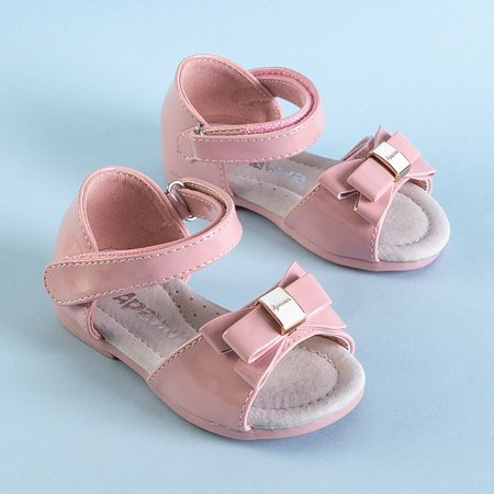 Pink children's sandals with a bow Meeo - Shoes