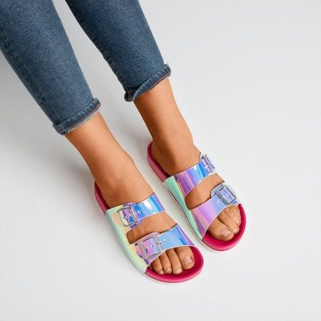 Pink flip-flops with holographic finish Sumire - Footwear 1