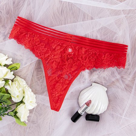 Red women's lace thongs - Underwear