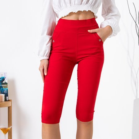 Red women's short teggings with pockets - Clothing