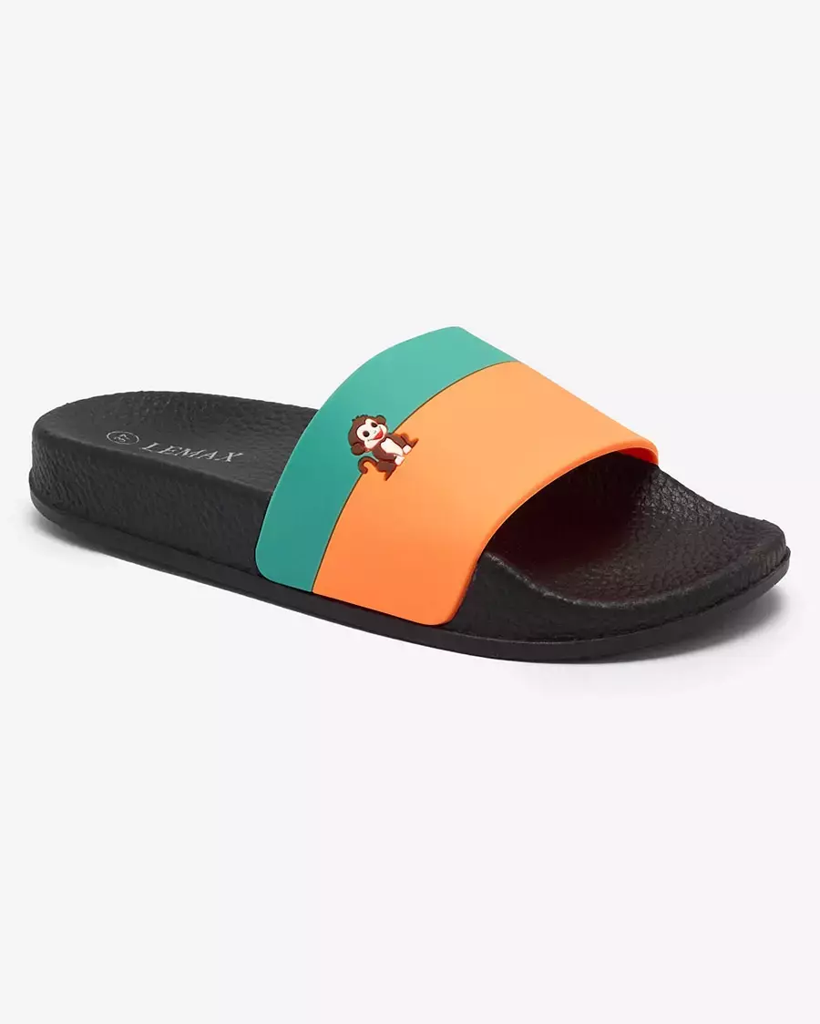 Royalfashion Green-orange women's rubber flip-flops Lierigs